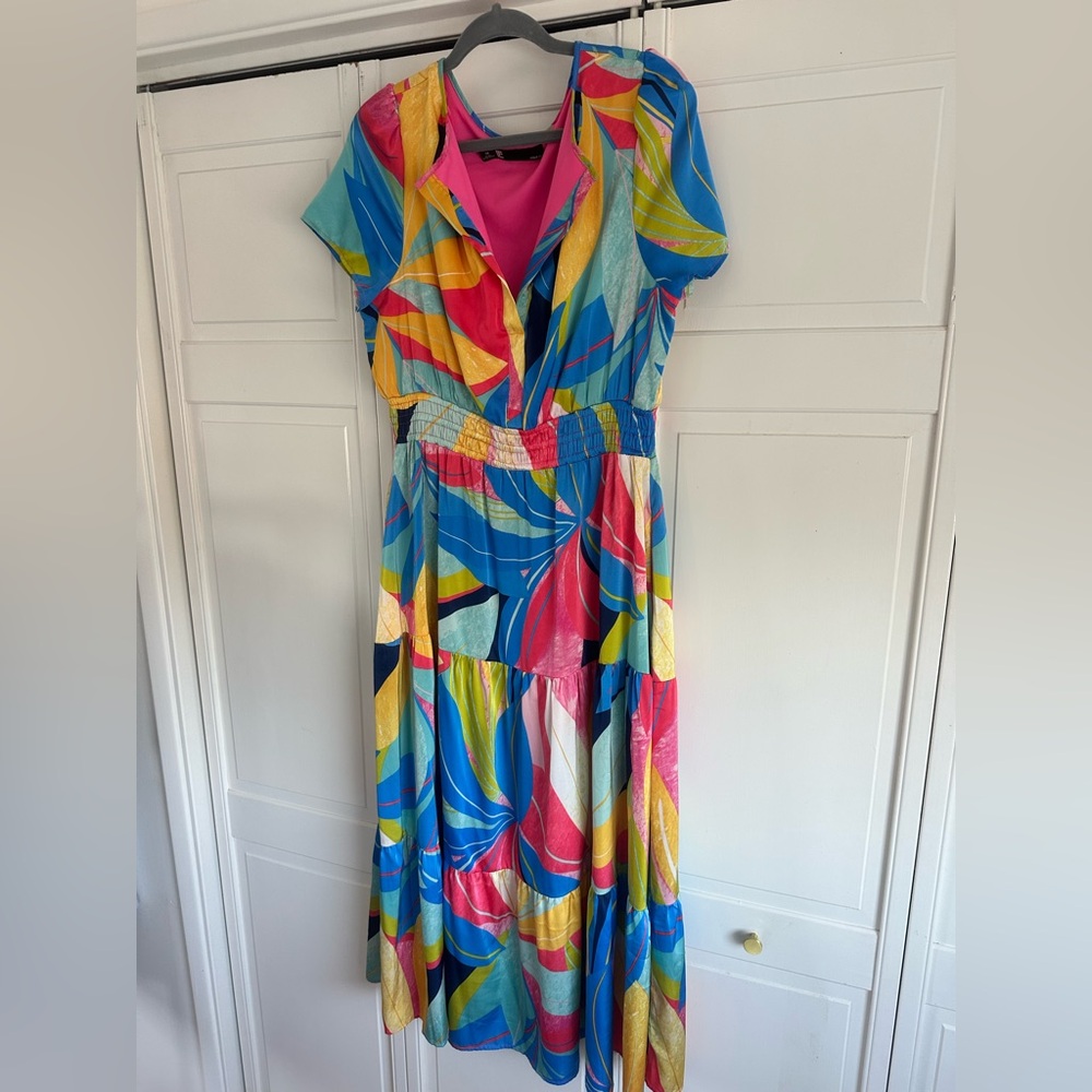 Leslie Fay Sz 14 Colorful Women's Maxi Dress